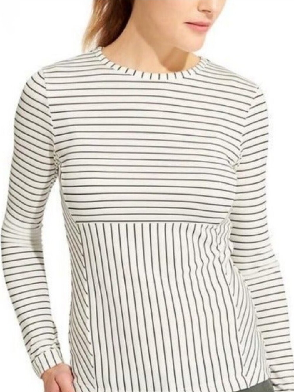 Derek Lam 10C x Athleta Madison Avenue Striped Mixed Knit Long Sleeve T Size XS